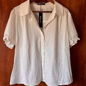 NWT Allegra K White Blouse 100% Cotton XL